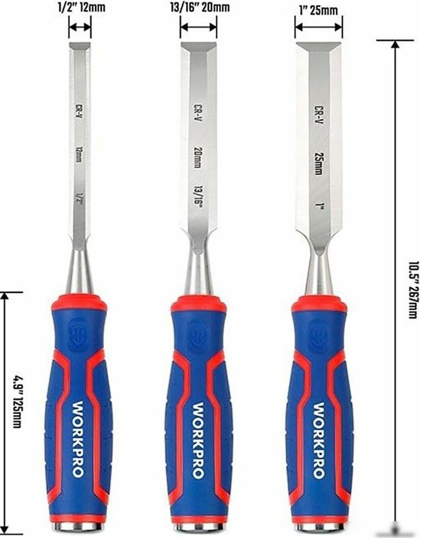 Набор стамесок Workpro WP201301 (3 предмета)