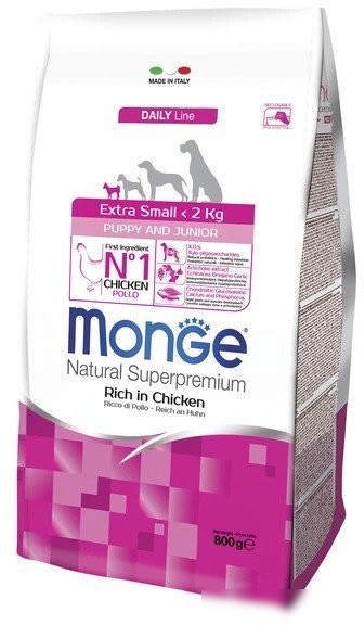 Сухой корм для собак Monge Daily Line Extra Small с курицей (800 г)