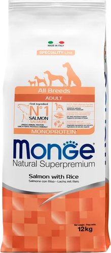 Сухой корм для собак Monge Speciality Line Monoprotein Adult с лососем и рисом 12 кг