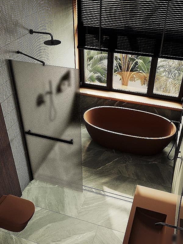 Душевая стенка MaybahGlass 99x195 MGD-1460-6ш (бронзовое матовое стекло/черный)