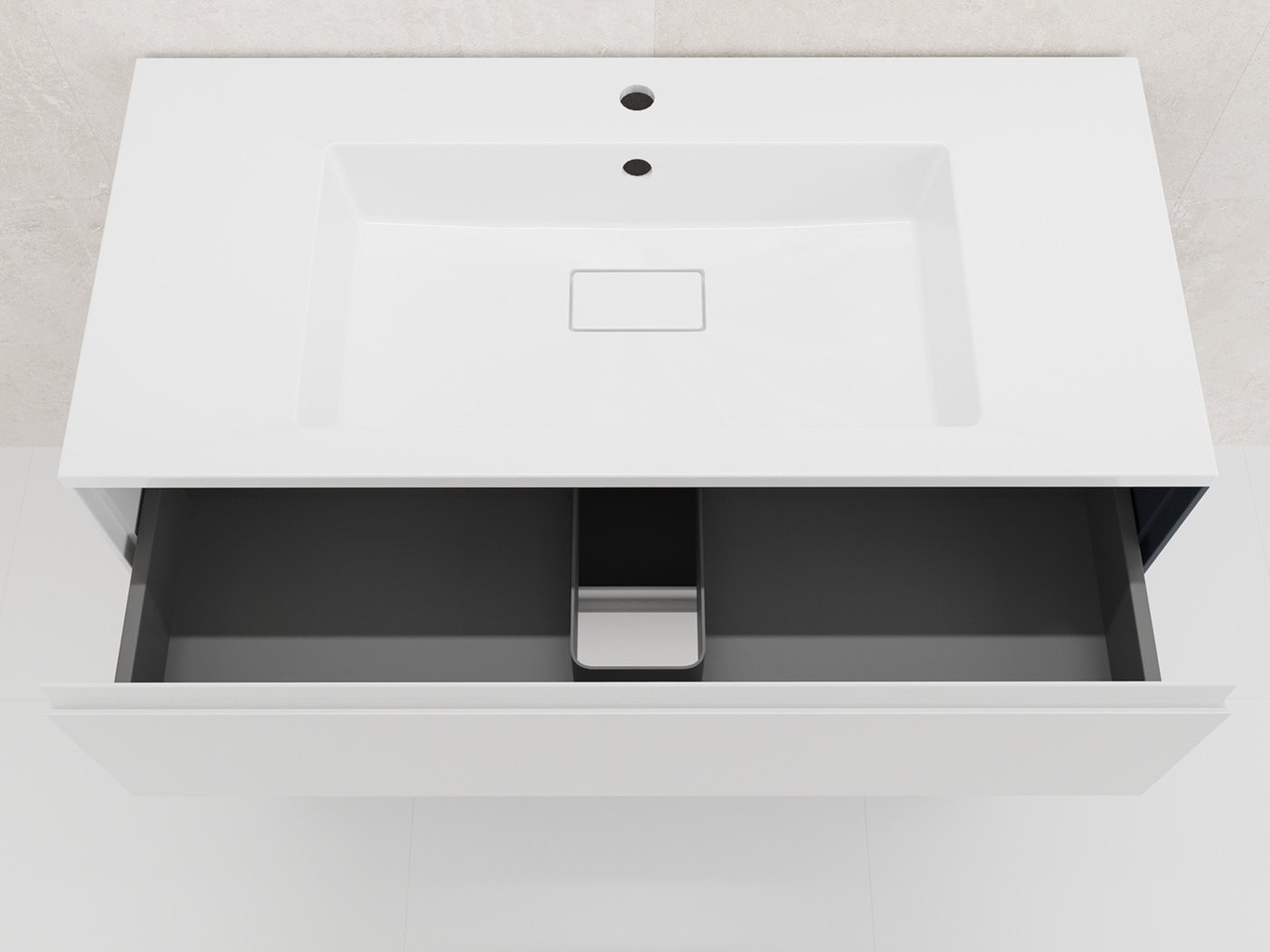 Symbolite Тумба под умывальник Лима 100 Line Plus 2 ящика + Line 100x48 (подвесная, белый матовый/жасмин)