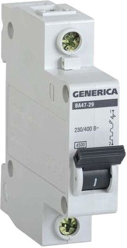 Выключатель автоматический Generica ВА 47-29 1Р 20А 4.5кА MVA25-1-020-C