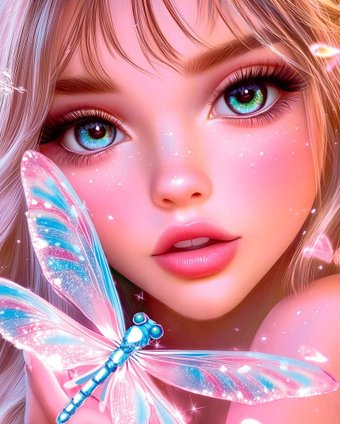 Алмазная мозаика Феникс+ Девушка и стрекоза 70839