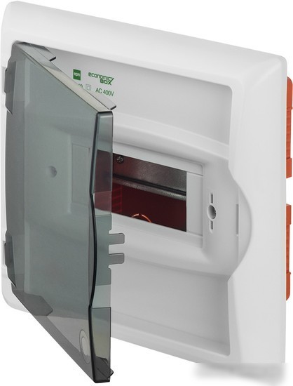 Бокс пластиковый Elektro-Plast Eco Box 1x6M, N/PE 2x 2x16+3x10mm2, дымчатая пласт. дверь, белый RAL9003, 240x270x106mm, IP40