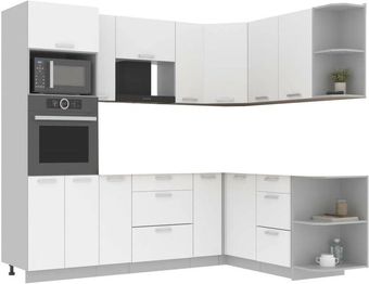 Готовая кухня Интерлиния Мила Лайт 1.68x2.4 правая без столешницы (белый платинум)