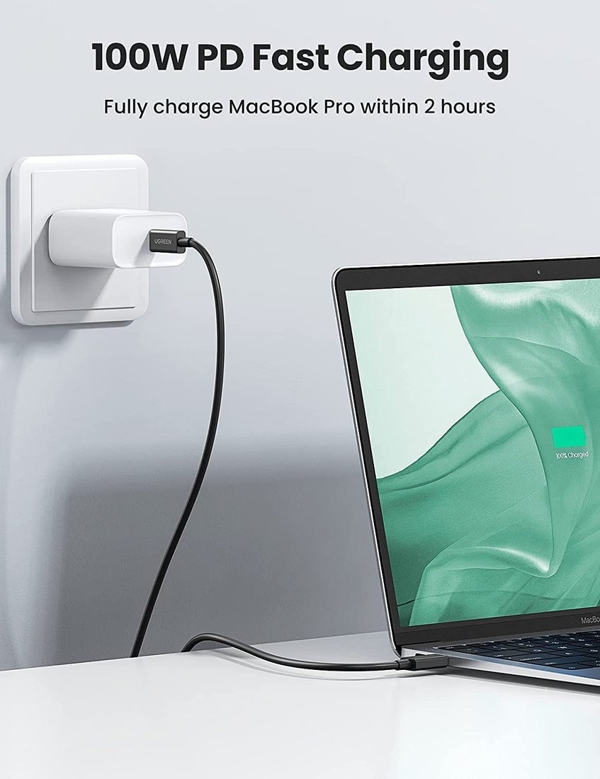 Кабель Ugreen US501 30389 USB Type-C - USB Type-C (0.8 м, черный)