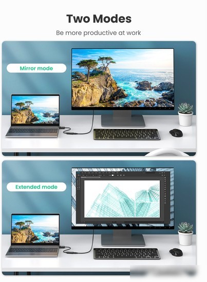 Адаптер Ugreen MM137 70694 HDMI - DisplayPort (0.25 м)