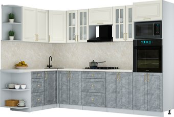 Готовая кухня Интерлиния Мила Шато 1.68x3.0 ВТ LV (белый/керамика/опал светлый)