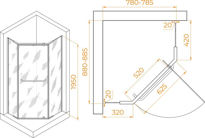 Душевой уголок RGW PA-091B 35089189-14 80x90 (черный/прозрачное стекло)
