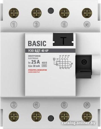 Устройство защитного отключения EKF Basic 4P 25А/30мА elcb-4-25-30e-sim