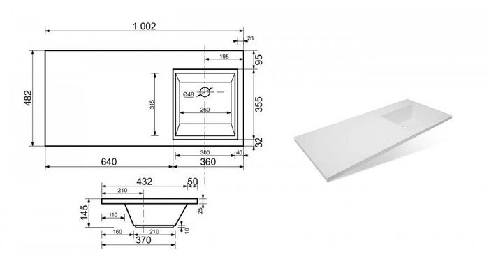 Умывальник Эстет Dallas Silk 100x48 R ФР-00014933