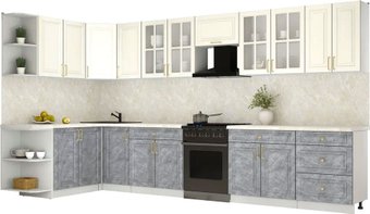 Готовая кухня Интерлиния Мила Шато 1.7x3.8 LV (белый/керамика/опал светлый)