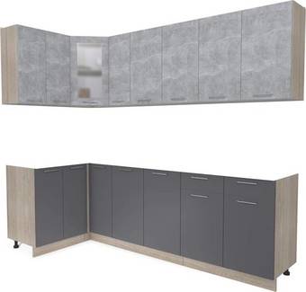 Готовая кухня Интерлиния Мила 12x25 без столешницы (бетон/антрацит)