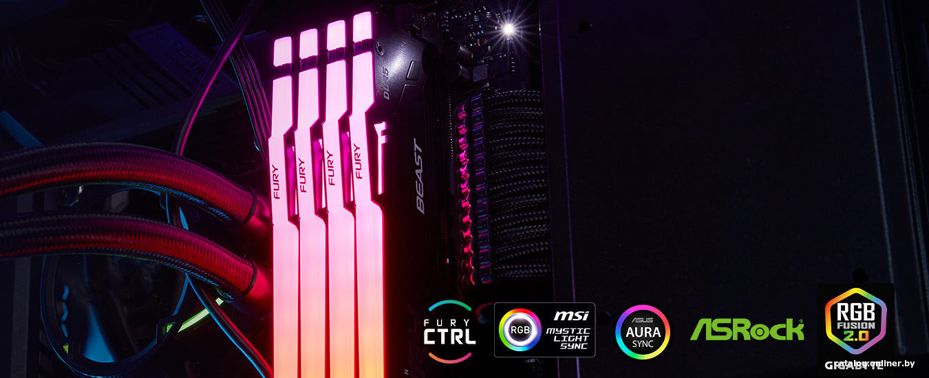 Оперативная память Kingston FURY Beast RGB 4x16ГБ DDR5 5600 МГц KF556C40BBAK4-64
