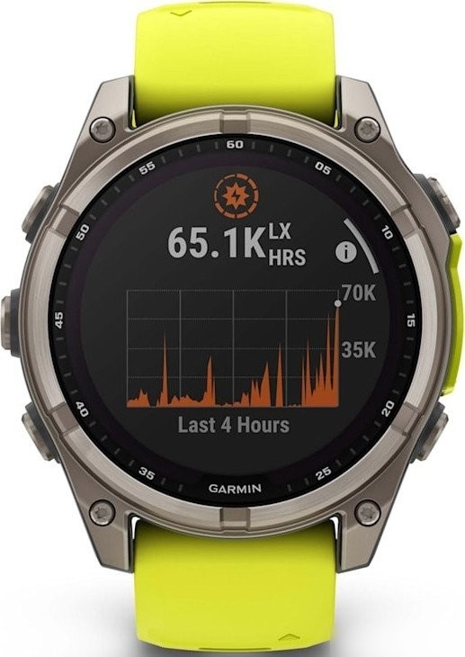 Умные часы Garmin Fenix 8 Solar, Sapphire 47мм (титановый серый с желтым ремешком)