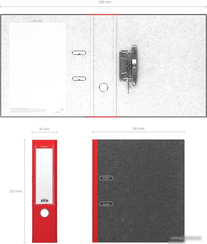 Папка-регистратор Erich Krause Original Pro 70 мм 33019 разборная (красный)