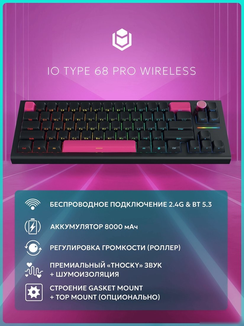 Клавиатура IO by Red Square Type 68 Pro g3ms Aquamarine (черный)