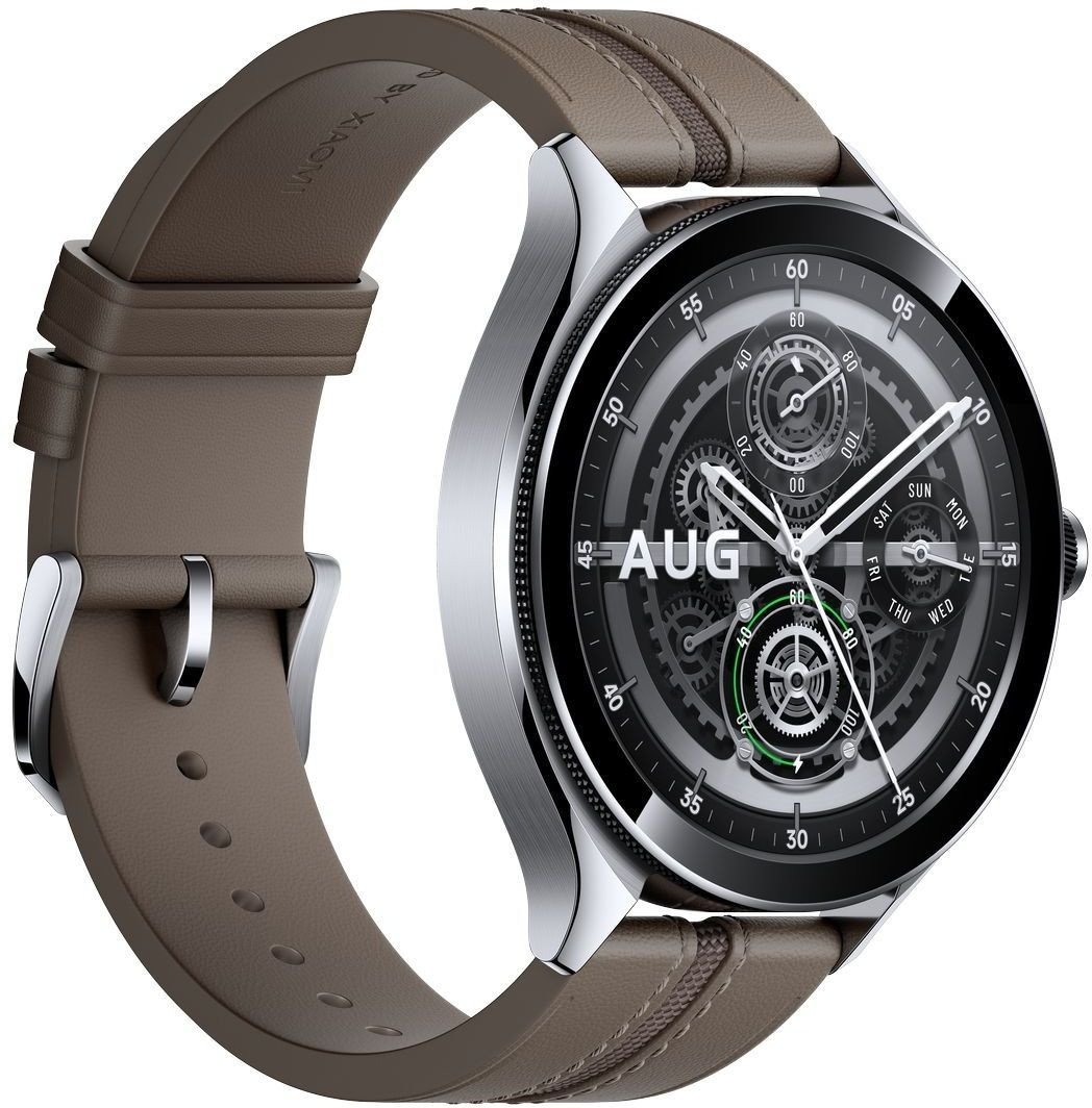 Умные часы Xiaomi Watch 2 Pro LTE (серебристый, с коричневым кожаным ремешком, международная версия)