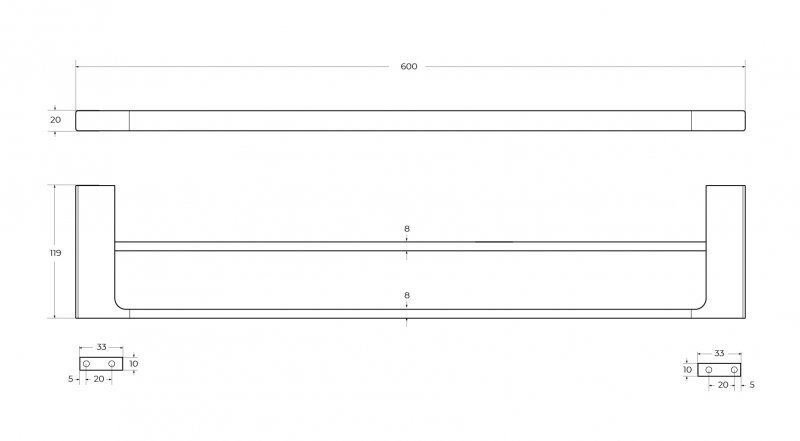 Держатель для полотенца Cezares SLIDER-THD-60-IN (сатин)