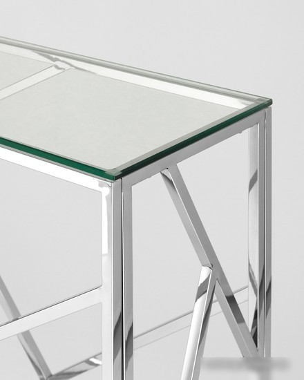 Консольный стол Stool Group Арт Деко 115x30 ECST-015 (прозрачное стекло/сталь серебристый)