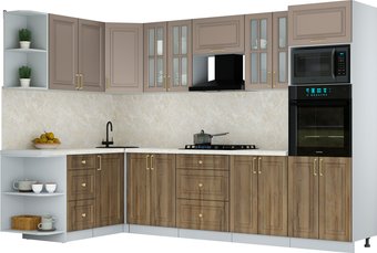 Готовая кухня Интерлиния Мила Шато 1.68x3.0 ВТ LV (луна/дуб вотан/опал светлый)