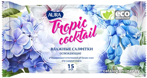 Влажные салфетки Aura Tropic Coctail (15 шт) Влажные салфетки Aura Tropic Coctail (15 шт)