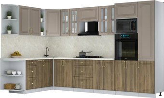 Готовая кухня Интерлиния Мила Шато 1.88x3.4 ВТ LV (луна/дуб вотан/опал светлый)