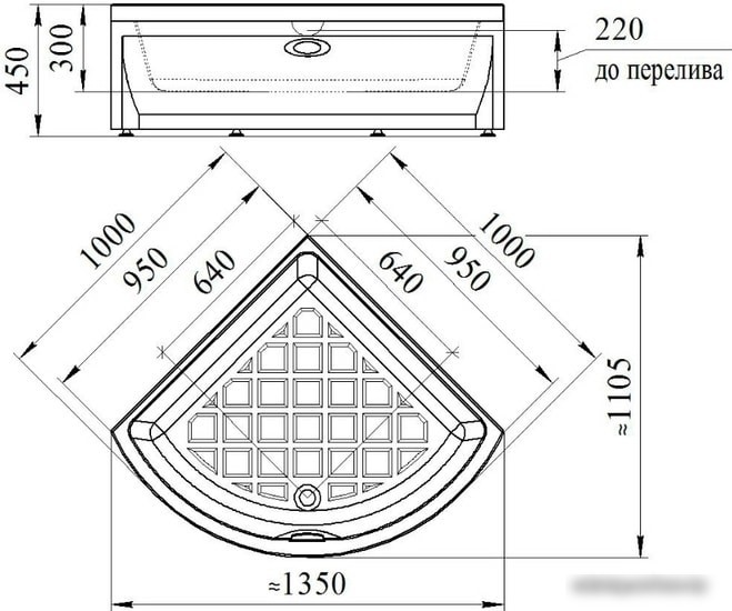 Душевой поддон Radomir 100x100 1-11-0-0-0-004