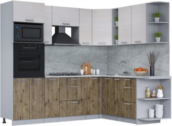 Готовая кухня Интерлиния Мила Лайт 1.88x2.4 правая (вудлайн кремовый/дуб веллингтон/серый каспий)