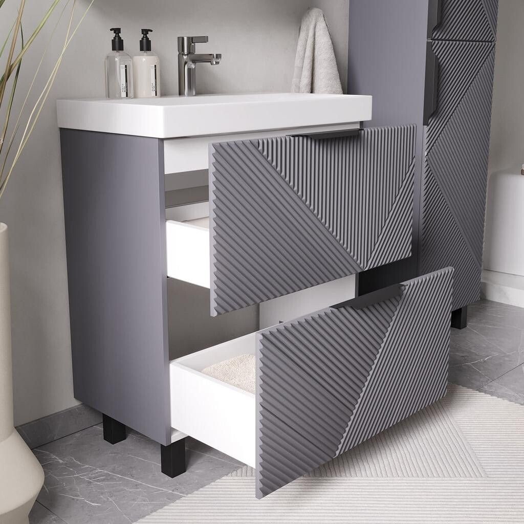 Volna Тумба с умывальником Geometry 70.2Y 9696 + Lake 70 (графит)