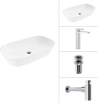 Умывальник Lauter 21393-70 + Cascade 21СК0655C + сифон 21635CH +дон.клапан 21190CH (хром)