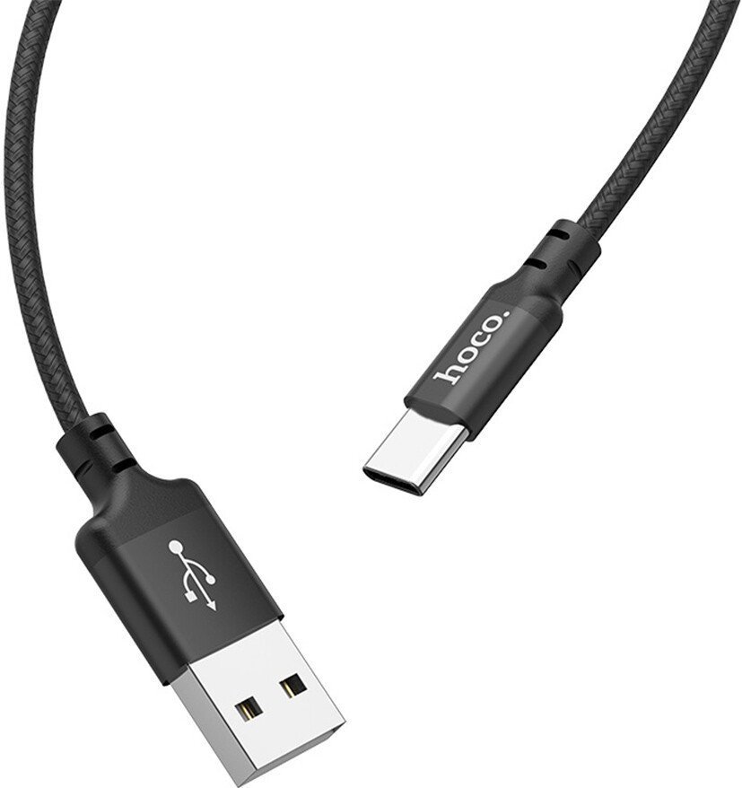Кабель Hoco X14 USB Type-A - USB Type-C (1 м, черный)
