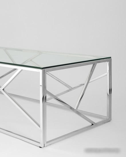 Журнальный столик Stool Group Арт Деко 120x60 ECT-015 (прозрачное стекло/сталь серебристый)