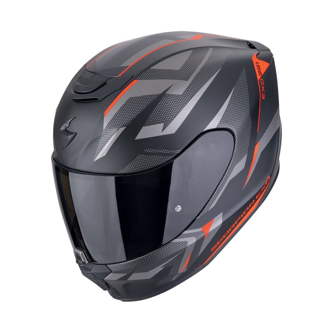 Мотошлем Scorpion Exo Exo-391 Aaxo (р. 2XL, черный матовый/красный/серебристый)