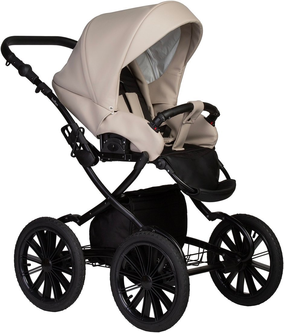 Универсальная коляска Indigo Mio ECO Plus 14" (2 в 1, 02/светло-бежевая кожа)