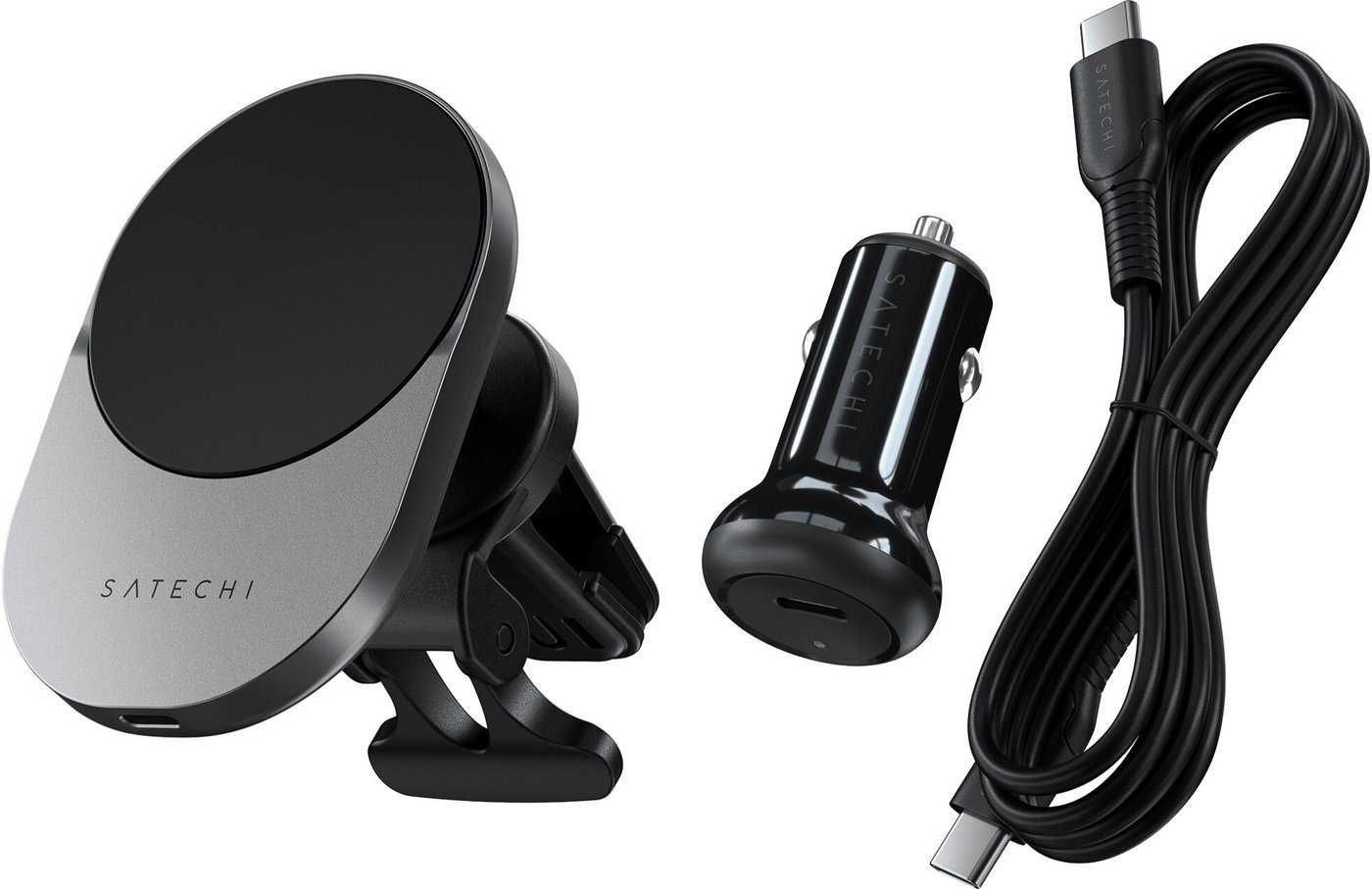Держатель для смартфона Satechi Qi2 Wireless Car Charger 15W (серый космос)