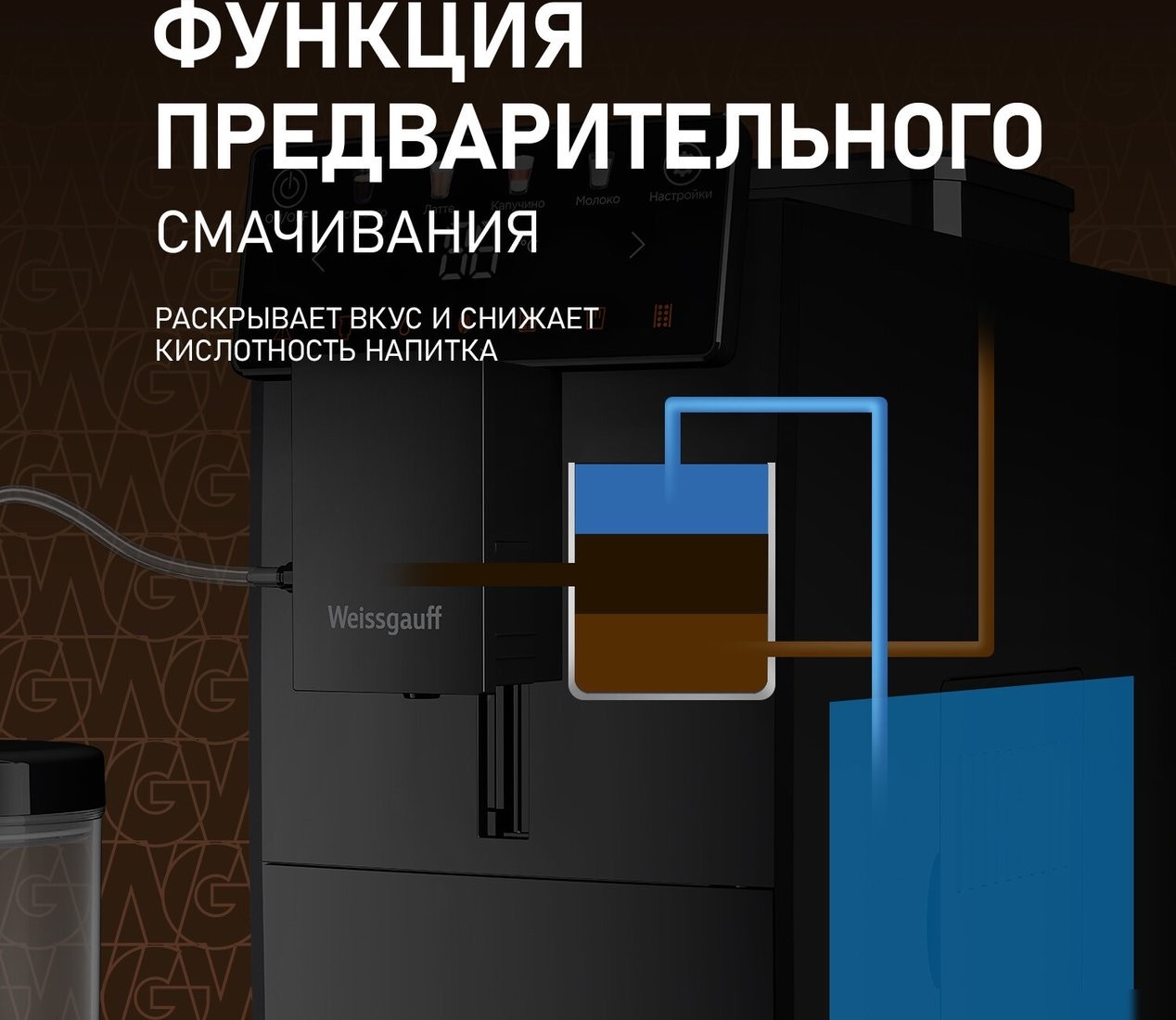Кофемашина Weissgauff WCM-336 DB Touch Cappuccino