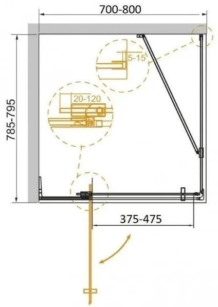 Душевой уголок Cezares SLIDER-AH-1-80-70/80-BR-BORO