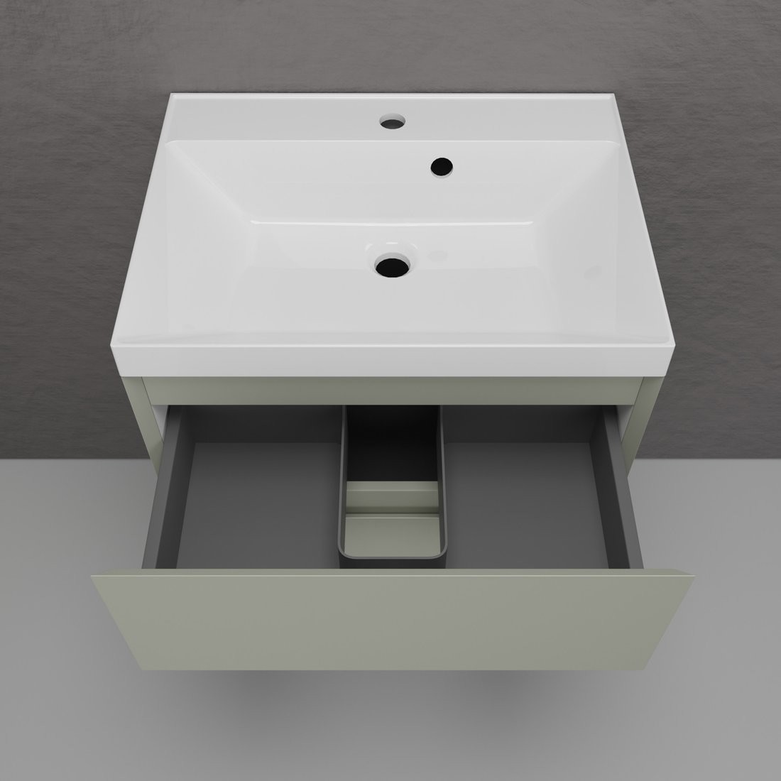 Symbolite Тумба под умывальник Манхэттен 60 Plus 2 ящика + Asti 60x45 (подвесная, олива/серый шелк)