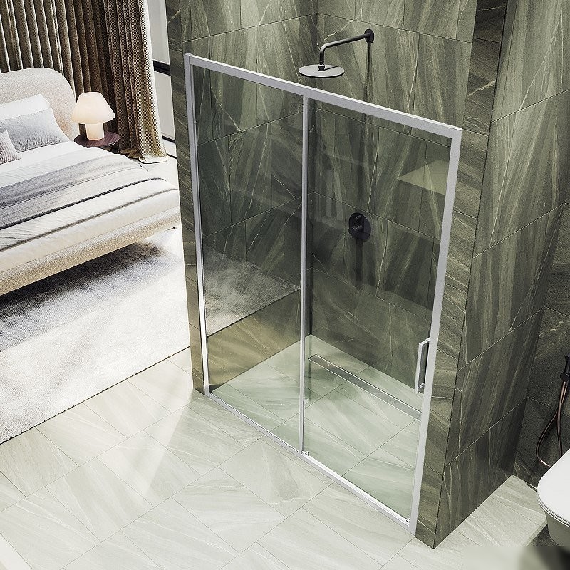 Душевая дверь MaybahGlass 195x150 MGD-1277-5 (бесцветное стекло/хром матовый)