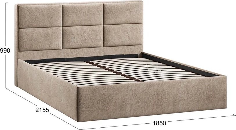 Кровать Трия Стелла Тип 1 180x200 (микровелюр Wellmart Dark Beige)