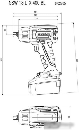 Гайковерт Metabo SSW 18 LTX 400 BL 602205650 (с 2-мя АКБ, кейс)