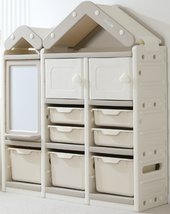 Стеллаж UNIX kids House (7 ящиков, 2 полки с дверцей, серый)