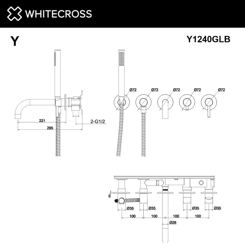 Смеситель Whitecross Y Y1240GLB (брашированное золото)