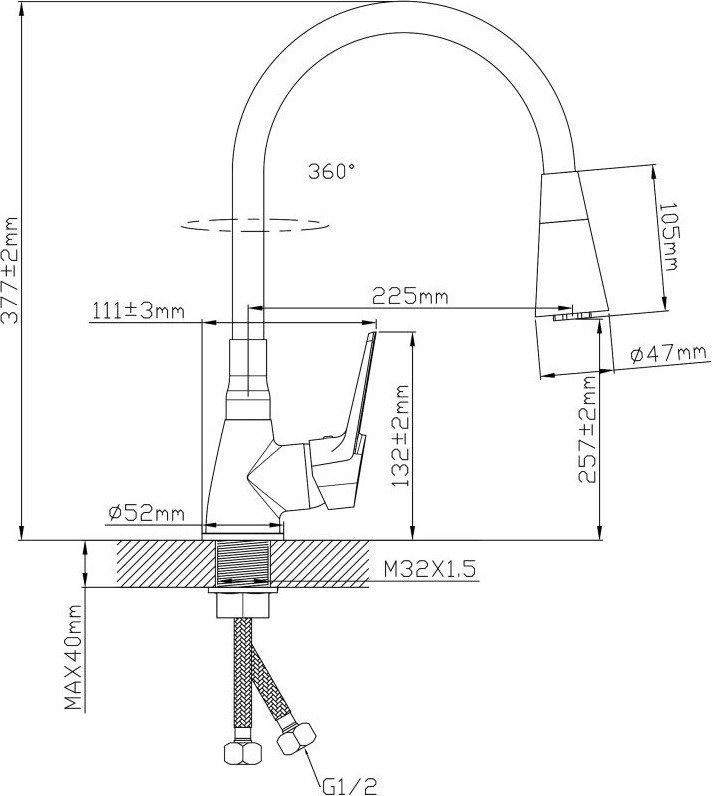 Смеситель Econoce D35-A 570 EC0574BL (черный)