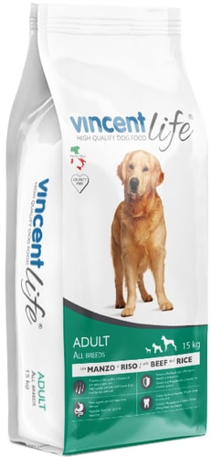 Сухой корм для собак Vincent Life Adult Beef And Rice 15 кг