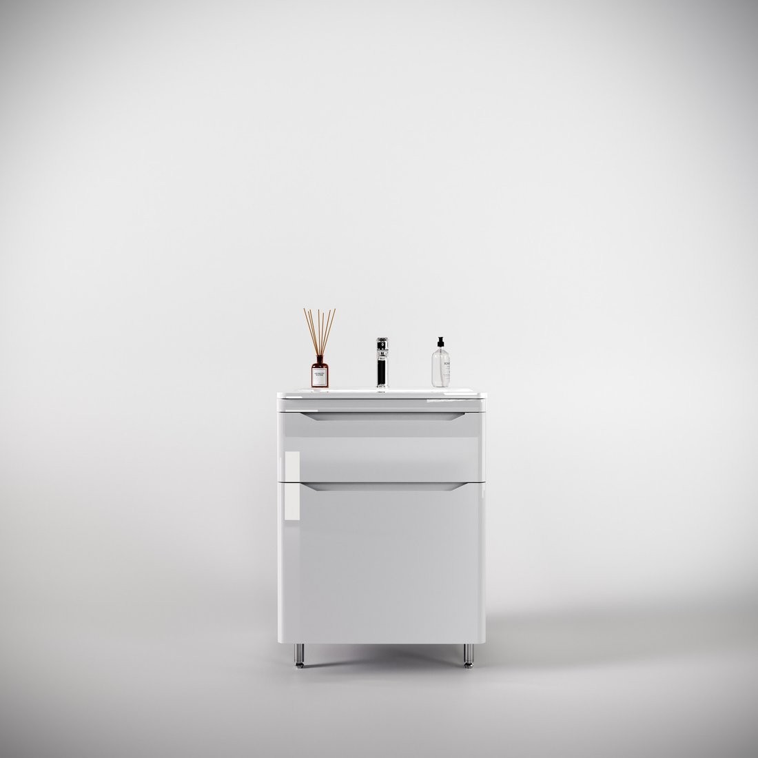 Symbolite Тумба под умывальник Марелла 60 Люкс Plus 2 ящика (белый глянец)