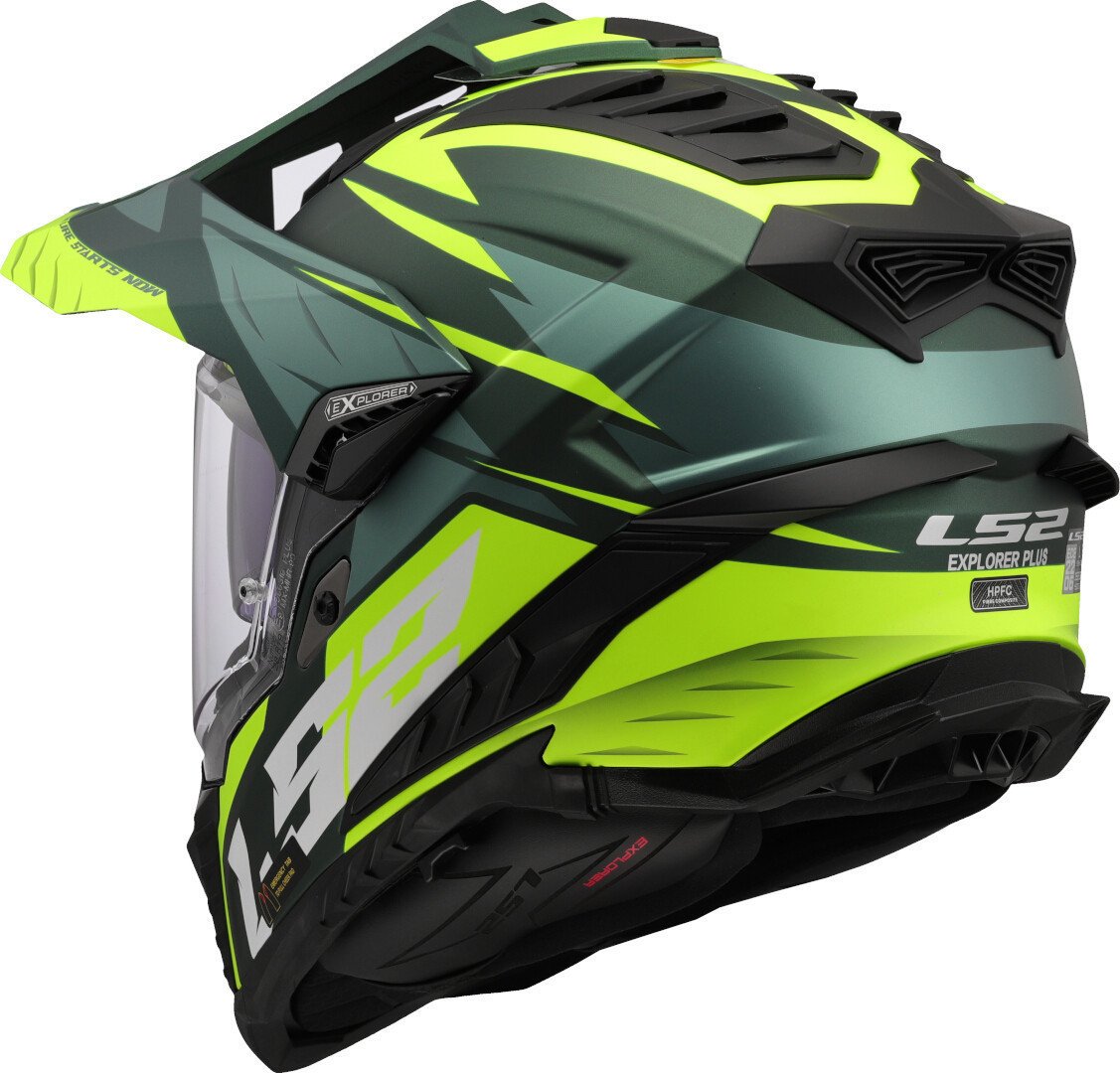 Мотошлем LS2 MX701 Explorer Spire (XL, зеленый/желтый)