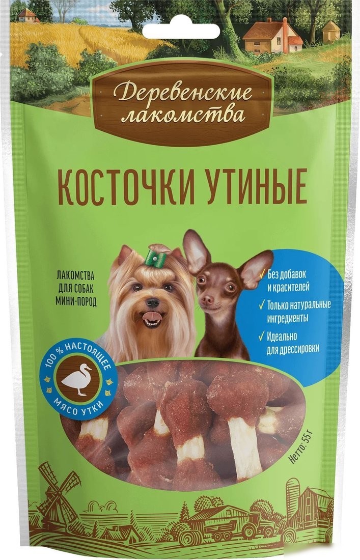 Лакомство для собак Деревенские лакомства Косточки утиные 5x55 г