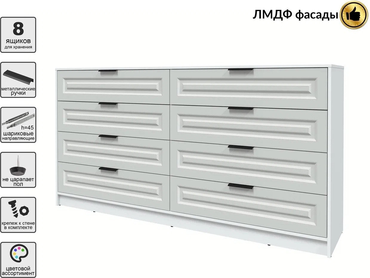 Комод Интерлиния Концепт КТ-К197 Деко (белый платинум/грей)